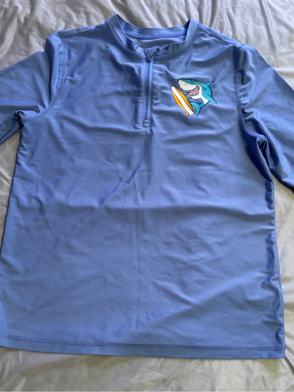 LIKE NEW Wonder Nation Light Blue Shark Front-Zip Rash Guard